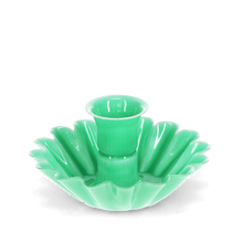 Load image into Gallery viewer, Enamel Cupped Flower Candle Holder - Green
