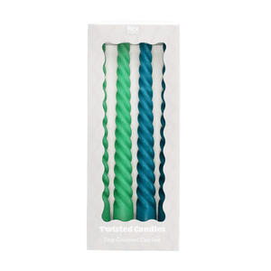 Twisted Candles - Blue and Green  Set of four