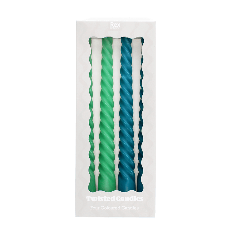 Twisted Candles - Blue and Green  Set of four