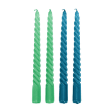 Load image into Gallery viewer, Twisted Candles - Blue and Green  Set of four
