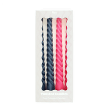 Load image into Gallery viewer, Twisted Candles - Dark Grey &amp; Pink  Set of four
