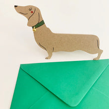 Load image into Gallery viewer, Kitty Kenda Shaped Greetings Card - Dachshund