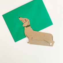 Load image into Gallery viewer, Kitty Kenda Shaped Greetings Card - Dachshund