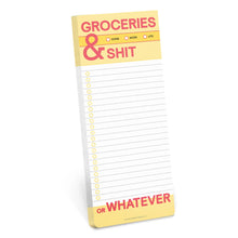Load image into Gallery viewer, Groceries and Shit Make-a-List Pad by Knock Knock.