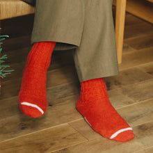 Load image into Gallery viewer, Nishiguchi Kutsushita Wool Ribbed Sock - Shrine Red