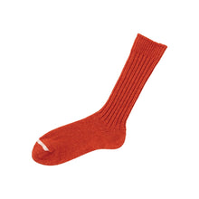 Load image into Gallery viewer, Nishiguchi Kutsushita Wool Ribbed Sock - Shrine Red