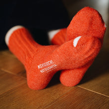 Load image into Gallery viewer, Nishiguchi Kutsushita Wool Ribbed Sock - Shrine Red