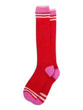 Load image into Gallery viewer, Women’s Knee High Socks - Red/ Pink Glitter