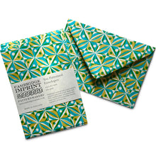 Load image into Gallery viewer, Packet of Ten Patterned Envelopes- Kaleidoscope Yellow and Blue by Cambridge Imprint
