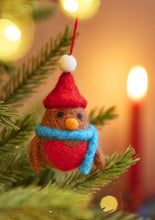 Load image into Gallery viewer, Set of 5 Hanging Felt Robin Decorations