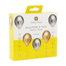 Load image into Gallery viewer, Talking Tables Metallic Balloons With Star Tails - 5 Pack
