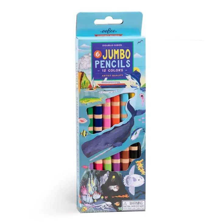 6 Double Sided Jumbo Colour Pencils Under the Sea by Eeboo