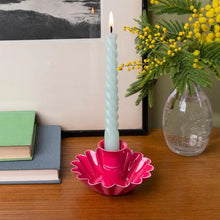 Load image into Gallery viewer, Enamel Cupped Flower Candle Holder