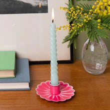 Load image into Gallery viewer, Enamel flat flower candle holder - Vibrant Pink