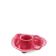 Load image into Gallery viewer, Enamel Heart-shaped Candle Holder - Vibrant Pink