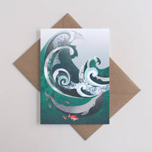 Load image into Gallery viewer, Printer Johnson Greeting Card Whale & Wave