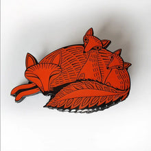 Load image into Gallery viewer, Fox and Cubs Pin Badge by Lush Designs
