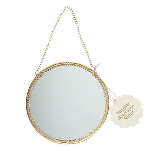 Round Gold Tone Hanging mirror (15.5cm)