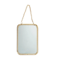 Load image into Gallery viewer, Rectangular Gold Tone Hanging Mirror (15.5cm x 10.5cm)
