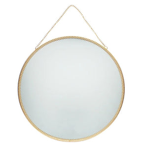 Round Gold Tone Hanging mirror (29cm)