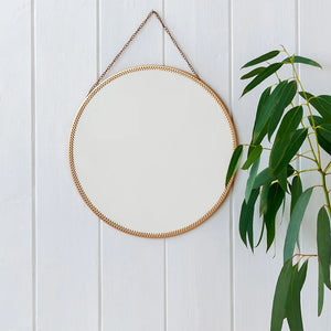 Round Gold Tone Hanging mirror (29cm)