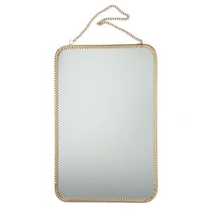 Rectangular Gold Tone Hanging mirror (29cm x 19cm)