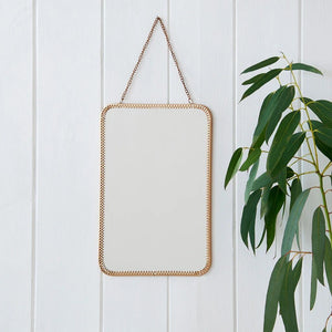 Rectangular Gold Tone Hanging mirror (29cm x 19cm)