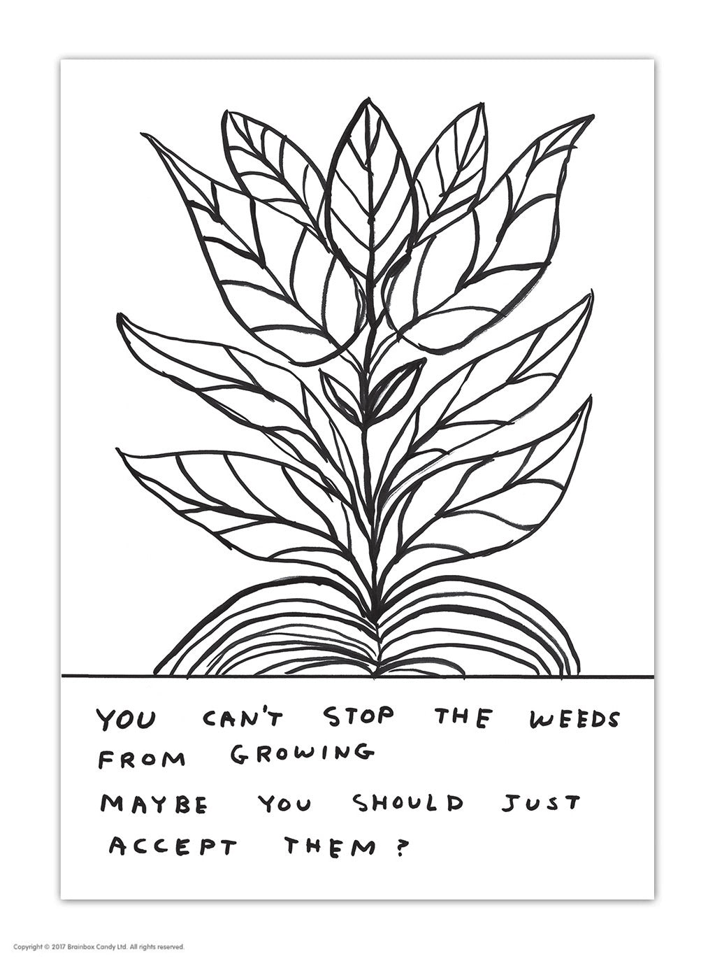 David Shrigley Postcard, You cant stop the Weeds