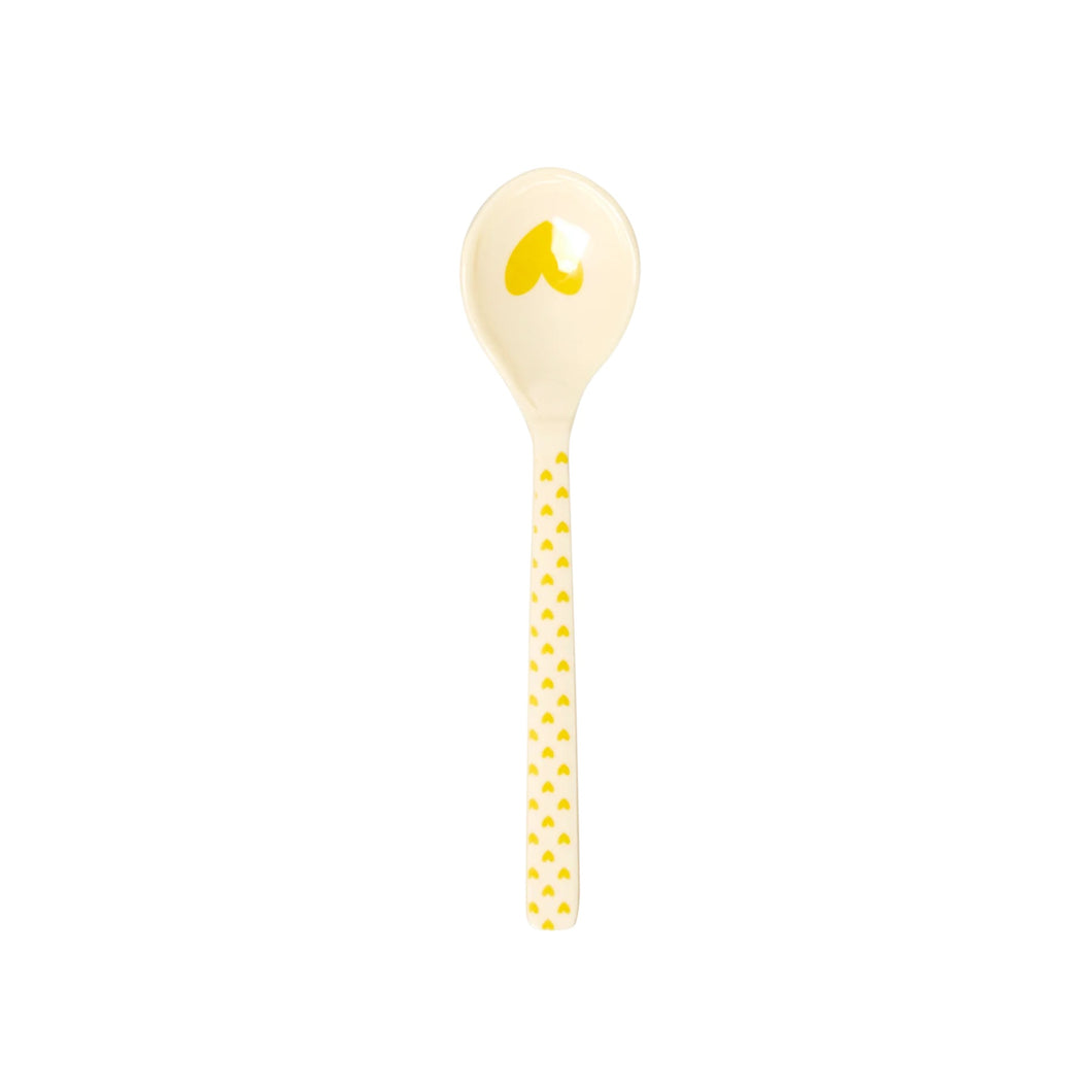 Melamine Spoon, Heart Print - Yellow