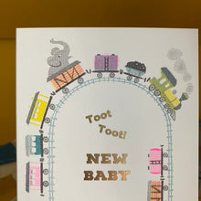 Load image into Gallery viewer, New Baby Card - Riso Print Toot Toot Train by Petra Boase
