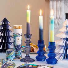Load image into Gallery viewer, Marble Three Tone Dinner Candles - Blue, Yellow and Green