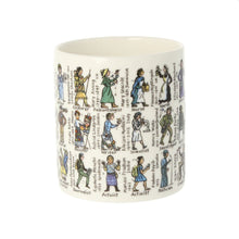 Load image into Gallery viewer, Illustrations of woman that changed the words with their name, date and a couple words about them span the whole of the mug.