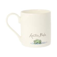Load image into Gallery viewer, The back design of the mug. It features an illustration of a frog with Quentin Blake's signature above.