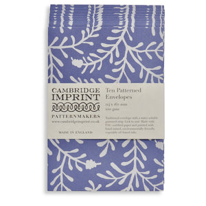Packet of 10 Patterned Envelopes- Sprig Harebell by Cambridge Imprint