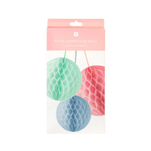 Load image into Gallery viewer, Pastel Honeycomb Ball Decorations (3 Pack) by Talking Tables
