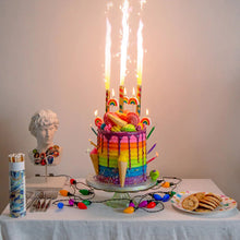 Load image into Gallery viewer, Rainbow Colour Changing Cake Fountains (3 pack) by Talking Tables

