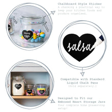 Load image into Gallery viewer, Heart Shaped Glass Jar Chalkboard Labels - Set of 6