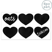 Load image into Gallery viewer, Heart Shaped Glass Jar Chalkboard Labels - Set of 6