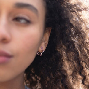 Silver Star Hoop Earrings by Lisa Angel | £18.00. Made from 18ct gold plated brass, these earrings open by pulling them gently apart at the top, opening them via the hinge at the bottom to reveal the 18ct gold sterling silver posts.