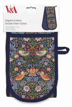 Load image into Gallery viewer, Morris & Co Organic Cotton Double Oven Gloves - Strawberry Thief
