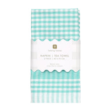 Load image into Gallery viewer, Talking Tables Set Of 2 Tea Towels - Mint Green Gingham