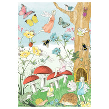Load image into Gallery viewer, The poster that comes with the game which has a sweet scene with fairies, flowers and butterflies