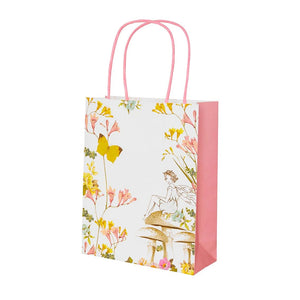 one bag is seen opened up, shouwing its pink sides which match the twisted paper pink handles