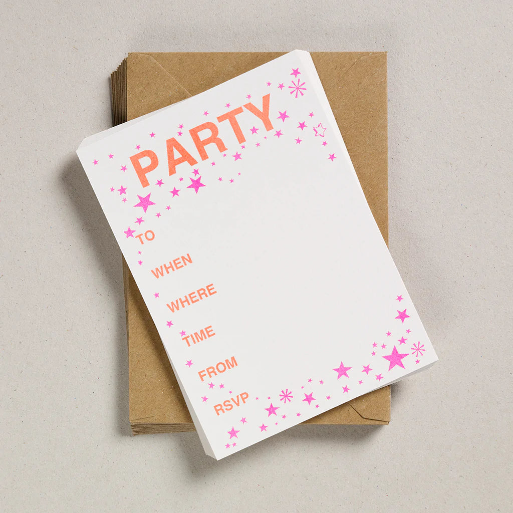 Set Of 12 Party Invitations by Petra Boase - Pink