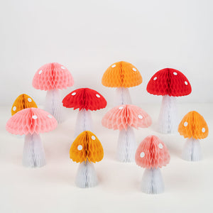 Meri Meri 10 Honeycomb Mushroom Decorations