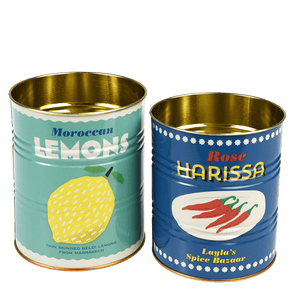 Set Of 2 Lemons and Harissa Storage Tins