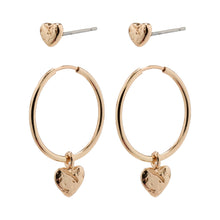 Load image into Gallery viewer, JAYLA Heart Pendant Earrings 2-in-1 Set Gold-Plated by Pilgrim