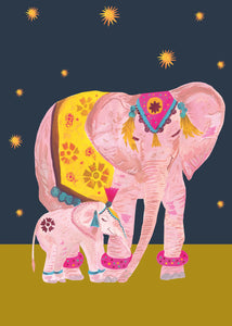 Elephant With Child Greeting Card by Hutch Cassidy