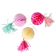 Load image into Gallery viewer, 3 Honeycomb Balls With Tassels by Rice dk
