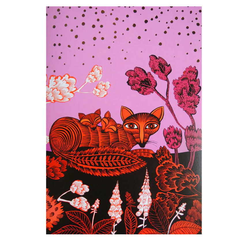 Fox and Cubs Greeting Card by Lush Designs